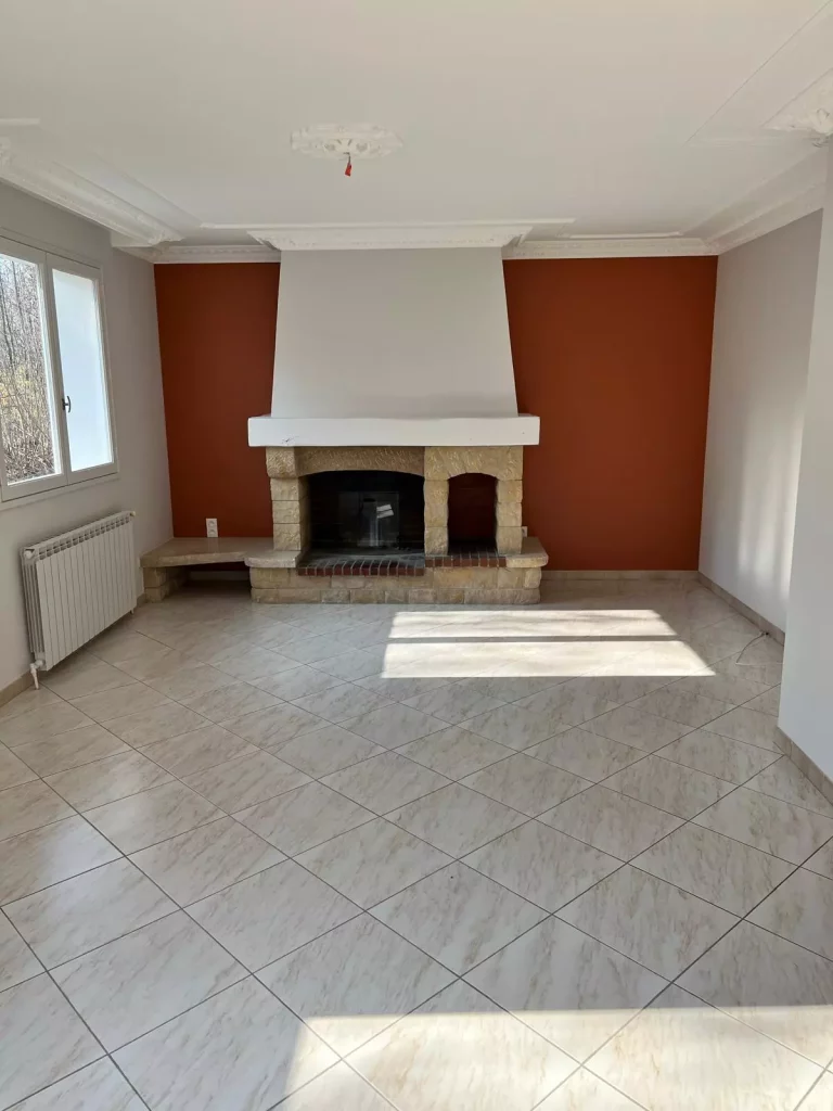 Rénovation et peinture salon avec cheminée à Lyon